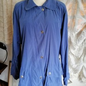 Women Blue Trench Coat Large Lined Washable